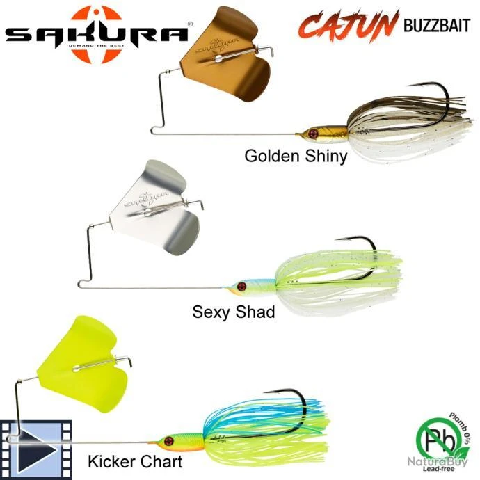 Leurre Sakura Buzzbait Cajun 3/8 Oz 10.5g Golden Shiny 4 Leurre Sakura Buzzbait Cajun 3/8 Oz 10.5g Golden Shiny – Image 2
