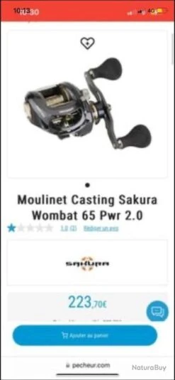 SAKURA Moulinet Casting Neuf -Pêche Sportive-SAKURA 00006 Moulinet casting neuf